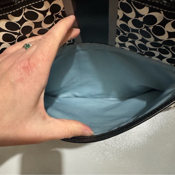 Coach Heritage Chelsea Black White Signature Print Shoulder Bag Purse Tote - Picture 5 of 11